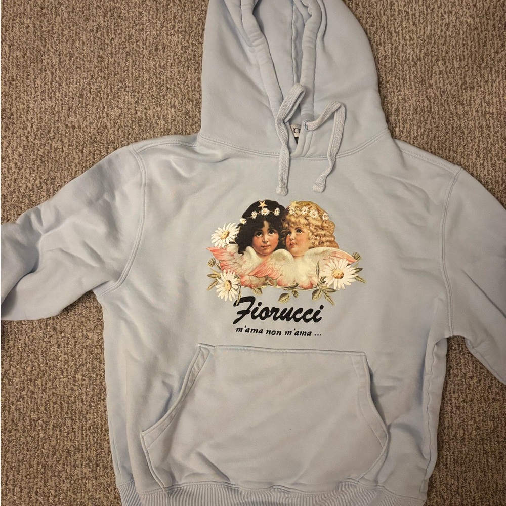 Fiorucci Sky Blue Hoodie with Angelic Design